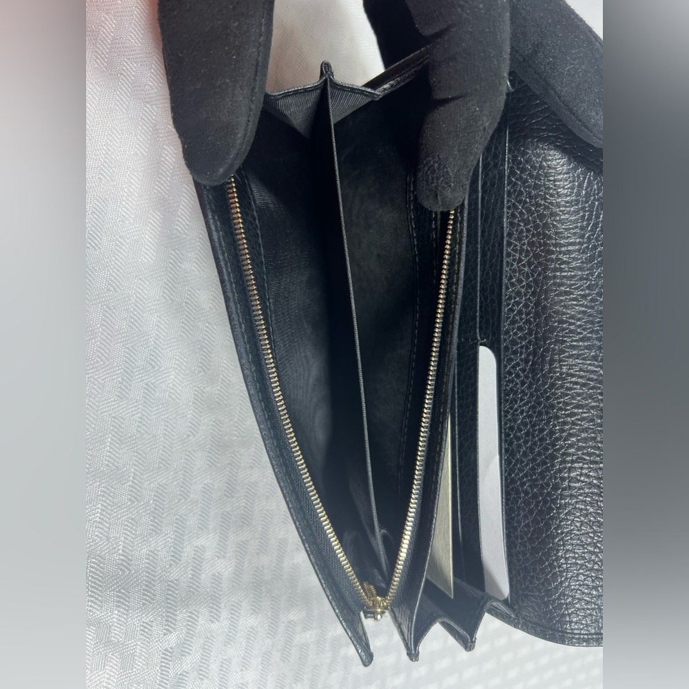 Gucci Pebbled Leather Continental Wallet Black Made in Italy - Picture 10 of 14